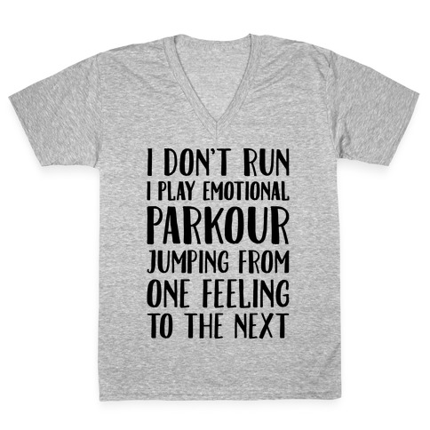Emotional Parkour Funny Running Parody V-Neck Tee Shirt