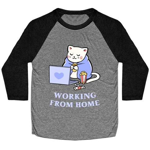 Working From Home Lazy Cat Baseball Tee
