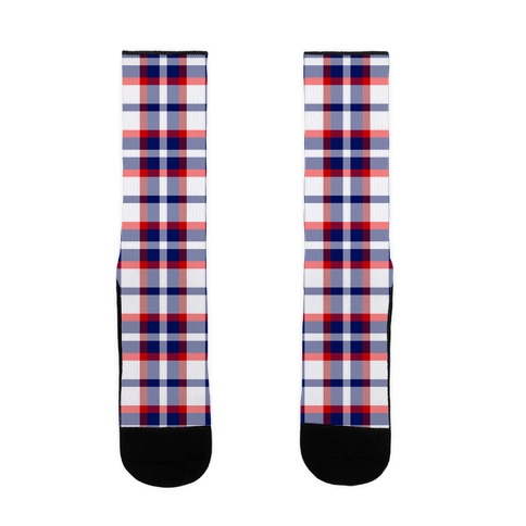 Red white and blue Plaid Sock