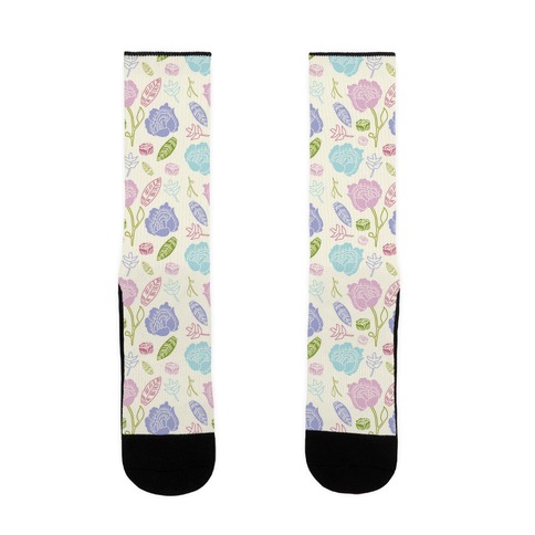 Floral and Leaves Pattern Sock