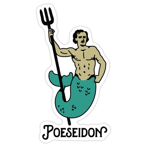 POEseidon, Edgar Allan Poe Poseidon Die Cut Sticker