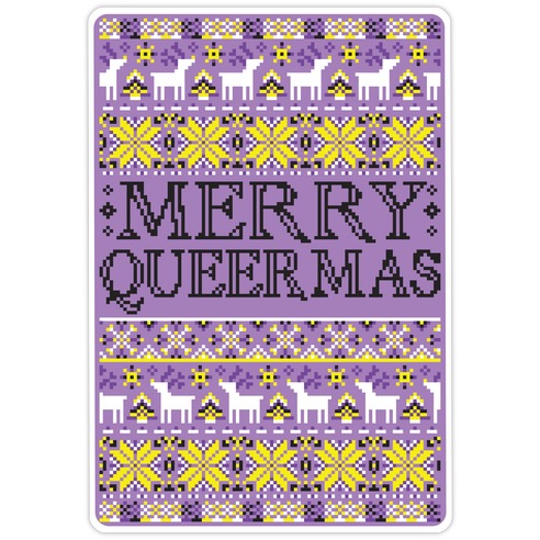 Merry Queermas Nonbinary Pride Christmas Sweater Die Cut Sticker