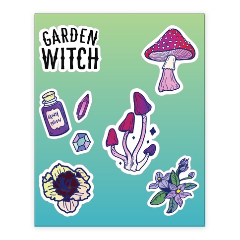 Garden Witch Stickers and Decal Sheet