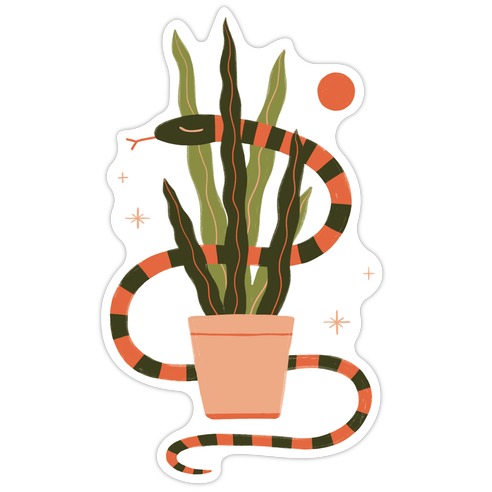 Snake in a Snake Plant Die Cut Sticker