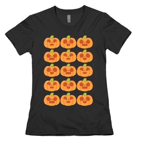 Kawaii Pumpkins Pattern Orange Womens T-Shirt