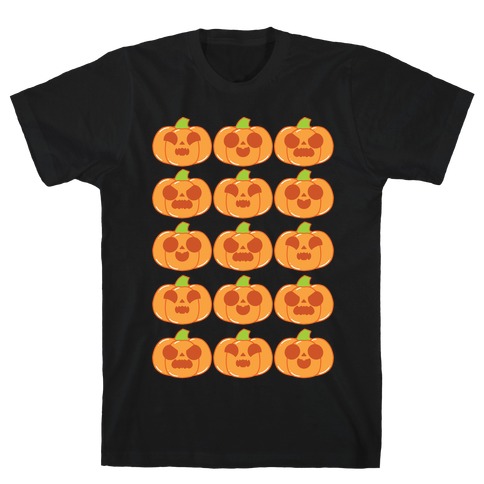 Kawaii Pumpkins Pattern Orange T-Shirt