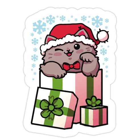Cute Christmas Cat Die Cut Sticker