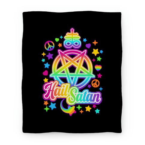 90s Neon Rainbow Hail Satan Blanket