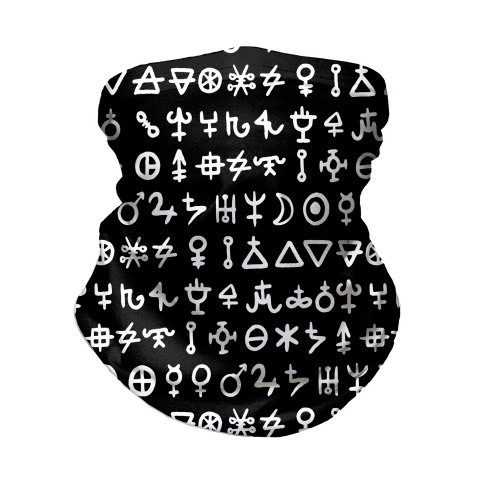Alchemical Symbols Black and White Neck Gaiter