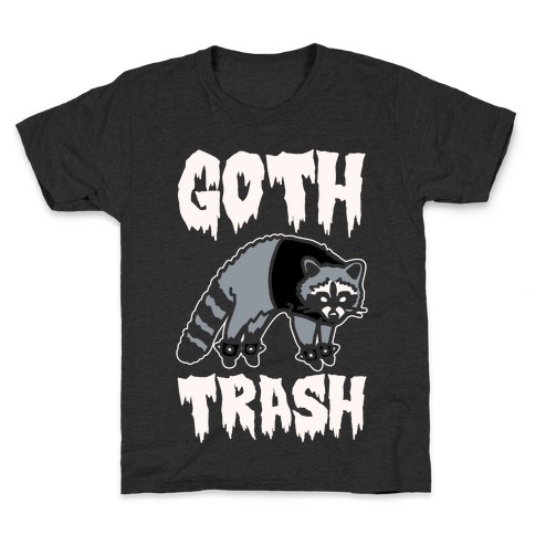 Goth Trash Raccoon White Print Kids T-Shirt