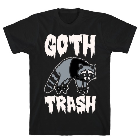 Goth Trash Raccoon White Print T-Shirt