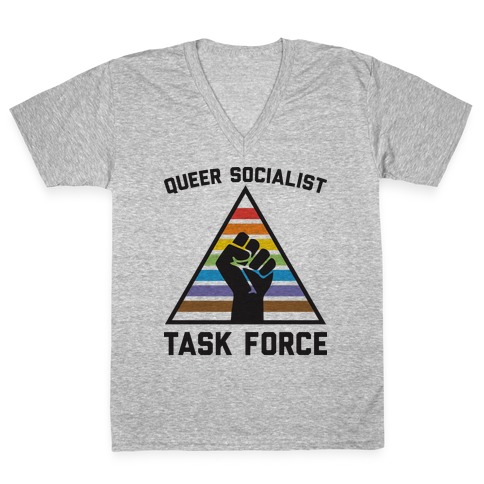 Queer Socialist Task Force V-Neck Tee Shirt