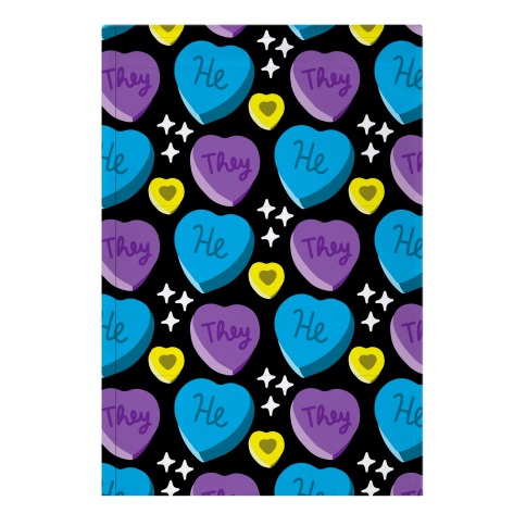He/They Candy Hearts Pattern Garden Flag