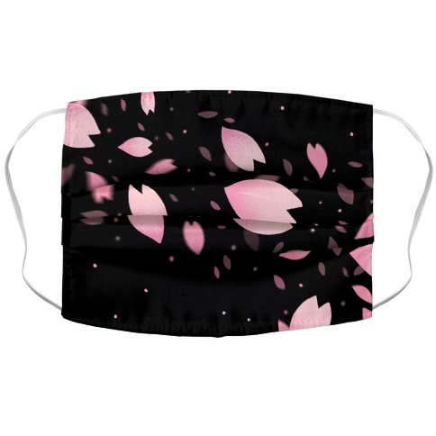 Cherry Blossom Petals (Black) Accordion Face Mask