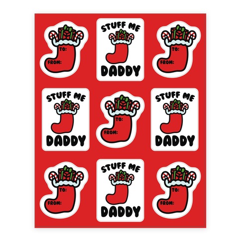 Stuff Me Daddy Stocking Parody Stickers and Decal Sheet