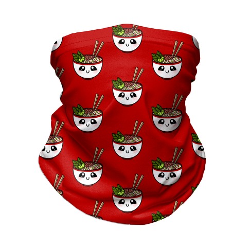 Happy Bowl Of Pho Pattern Red Neck Gaiter
