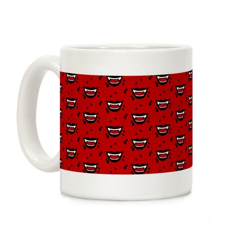 Black Vampire Lips Pattern Coffee Mug
