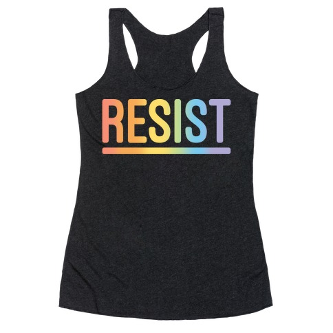 Rainbow Resist White Print Racerback Tank Top