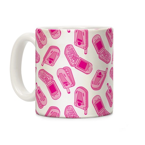 Pink Flip Phone Pattern Coffee Mug