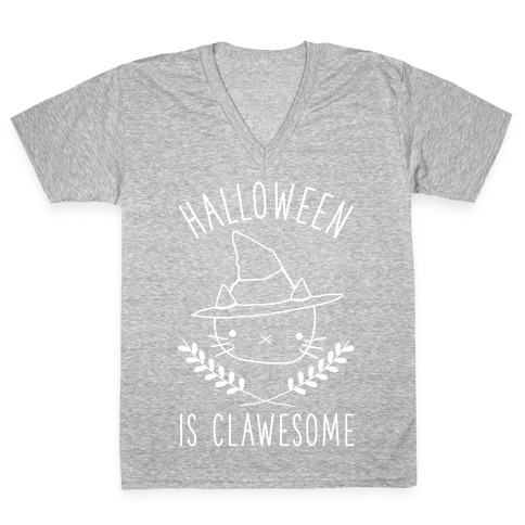 Halloween is Clawesome V-Neck Tee Shirt