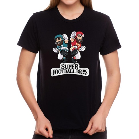 Super Football Bros Black Mens/Unisex Cotton T-Shirt - Size Medium