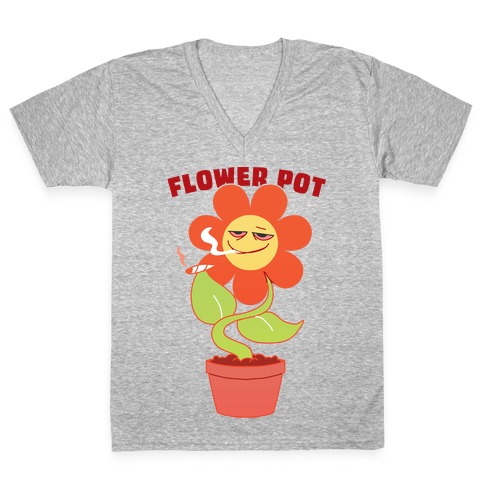 Flower pot V-Neck Tee Shirt