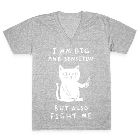 I Am Big And Sensitive But Also Fight Me V-Neck Tee Shirt