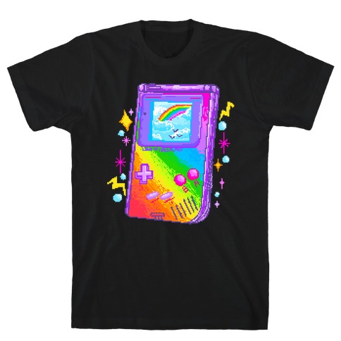 90s Rainbow Pixel Game Boy T-Shirt