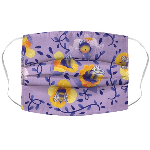Sleepy Bumble Bee Butts Floral Accordion Face Mask