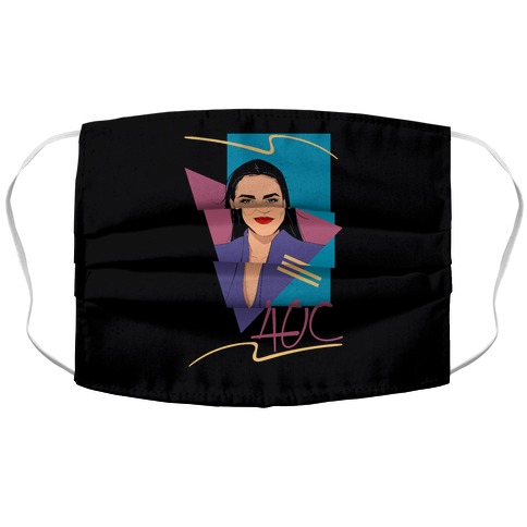 80s Style AOC Alexandria Ocasi-Cortez Parody Accordion Face Mask