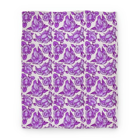 Floral Penis Pattern Purple Blanket