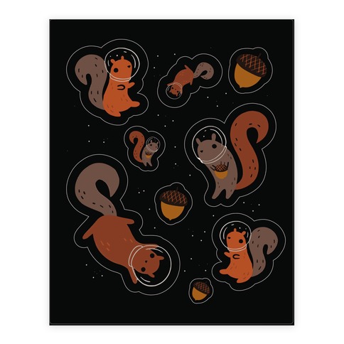 Squirrels In Space Stickers and Decal Sheet