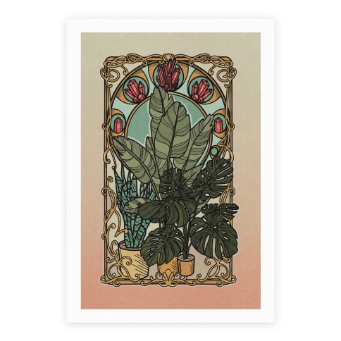 Art Nouveau House Plants Poster