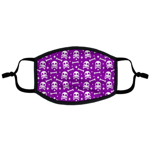 Cute Skull N' Bones Pattern (Purple) Flat Face Mask