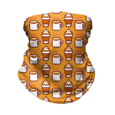 Pumpkin Spice Pixel Pattern Neck Gaiter
