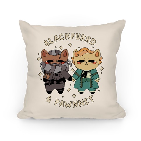 Blackpurrd & Pawnnet (Cat Blackbeard & Cat Bonnet) Pillow