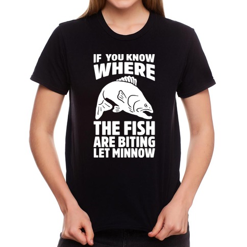 Fish Bite Funny Fishing Gift Angler T-Shirt, black : : Fashion