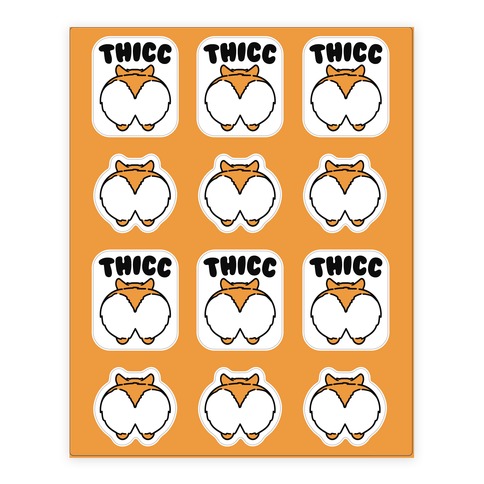 Thicc Corgi Butt Parody Stickers and Decal Sheet