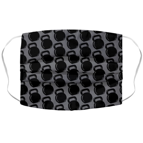 Kettlebell Pattern (Grey Background) Accordion Face Mask