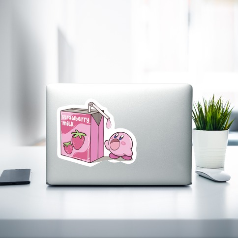 Strawberry Milk Kirby Parody Die Cut Sticker