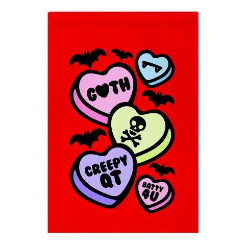 Goth Candy Hearts Garden Flag