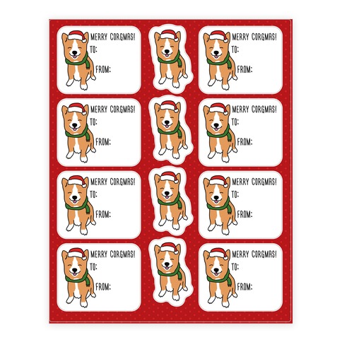 Merry Corgmas Stickers and Decal Sheet