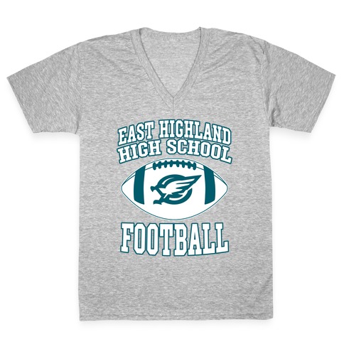 East Highland High School Football V-Neck Tee Shirt
