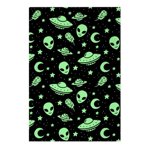 Aliens and UFO Cosmic Space Pattern Garden Flag