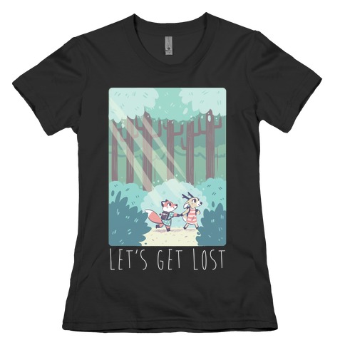 Let's Get Lost - Fox and Deer Womens T-Shirt
