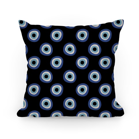 Evil Eye Pattern Black Pillow