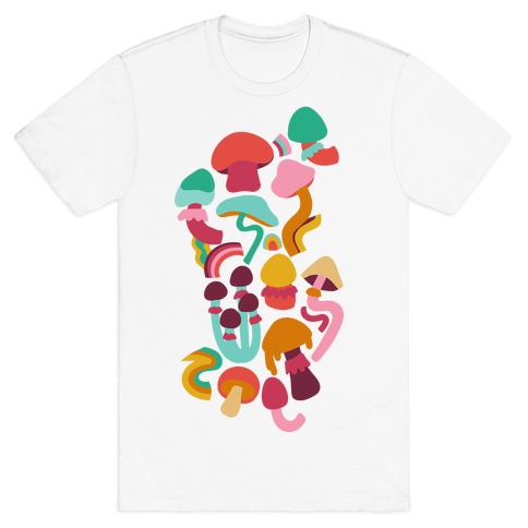 Retro Groovy Mushroom Pattern T-Shirt