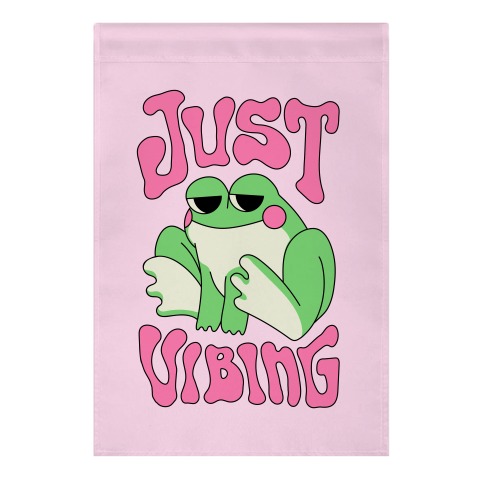 Just Vibing Groovy Frog Garden Flag