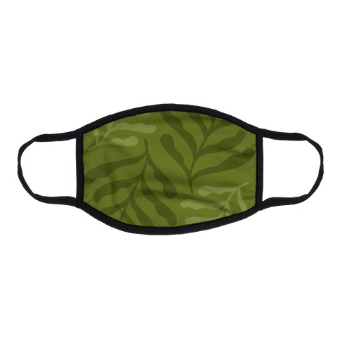 Army Green Leaves Flat Face Mask