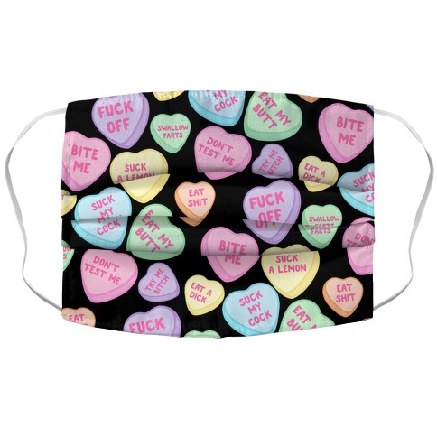Rude Sassy Candy Hearts Pattern Accordion Face Mask